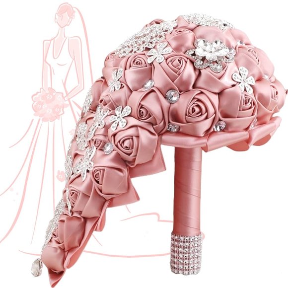 SUIHYUNG Artificial Flower Sparkling Rhinestones Bridal Bouquet 👰🏽  NEW!!! - Picture 1 of 16